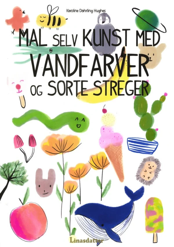 Mal selv kunst med vandfarver og sorte streger